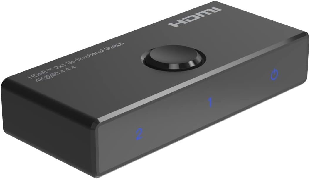 PremiumCord HDMI 2.0 Switch, Ultra HD 4K 2160p 60Hz, Full HD 1080p, 3D, 4:4:4 Bidirectional 2-1 or 1-2, HDCP 2.2, Plastic Housing, Colour Black