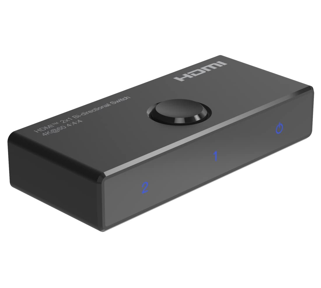 PremiumCord Przełącznik HDMI 2.0, Ultra HD 4K 2160p 60Hz, Full HD 1080p, 3D, 4:4:4 Dwukierunkowy 2-1 lub 1-2, HDCP 2.2, Obudowa z Tworzywa Sztucznego, Kolor Czarny