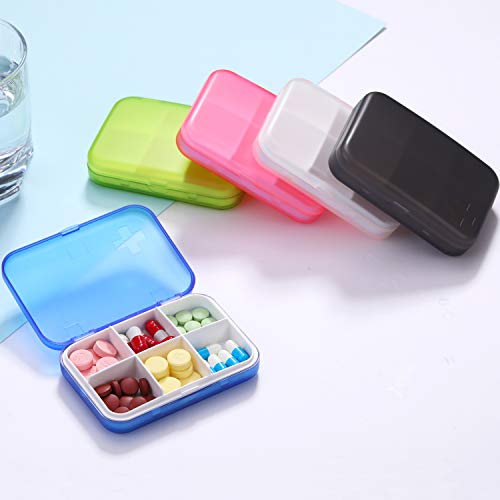 Image of Pill Organizer Case - Portable Pill Box Small Pill Container for Purse or Pocket, Excellent Pill Storage Case (Gray, 6 Compartment)