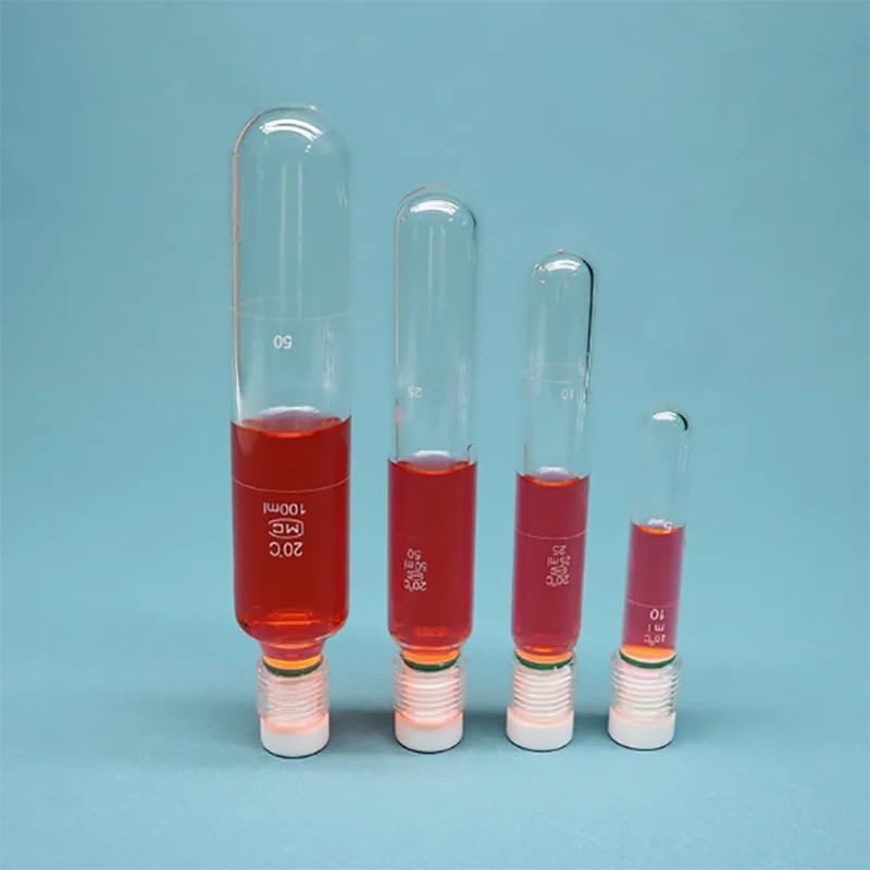 Tubo de hidrólisis de Vidrio Resistente a la presión, Tubo colorimétrico con tapón de Rosca, Tubo de ensayo de reacción de PTFE, 5/10/25/50/100 ml(100ml Round Bottom)