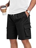 ZAFUL Flat Pocket Casual Shorts for Men Cargo Shorts Fashion Summer Short Drawstring Outdoor Twill Shorts 1-Black M