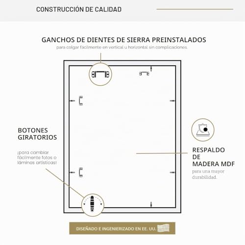 Miniatura 7 de Mcs Marco Para Póster Studio Gallery 45,7 X 61,0 Cm, Aspecto De Madera Blanca, Madera Mdf, Fijación A Pared Vertical Y Horizontal, Marco Grande Para Fotos, Pósteres Y Arte Paquete De 1