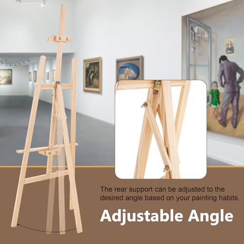 Image of Falling in Art Adjustable Wooden Easel Stand for Painting&Display, Natural