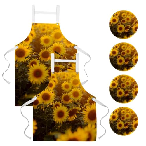 Tablier pour pâtisserie et nettoyage au motif soleil couchant