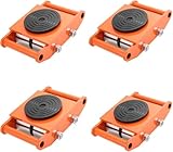 Heavy Duty Machinery Mover Skates, Low-Profile Equipment Rollers w/Non-Marking Wheels for Factory, Warehouse, Workshop