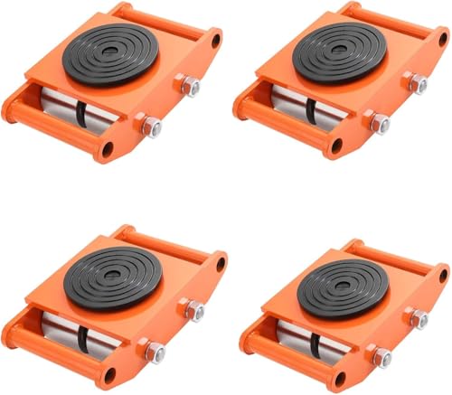 Heavy Duty Machinery Mover Skates, Low-Profile Equipment Rollers w/Non-Marking Wheels for Factory, Warehouse, Workshop