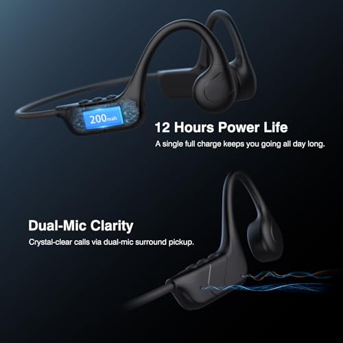 Image of CXK Bone Conduction Headphones IPX8 Waterproof Swimming Headphones, Bluetooth 6.0 Open Ear Headphones with Built-in Memory MP3 Mode, 12H Playtime, Underwater Wireless Earbuds Secure Fit for Sports
