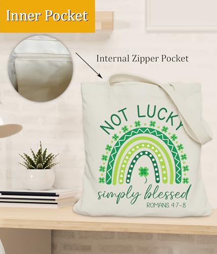 Image of Aesthetic Christian Gifts Tote Bag for Church, Religious Tote Bag for Bible Study, Medium Size with Inner Pocket