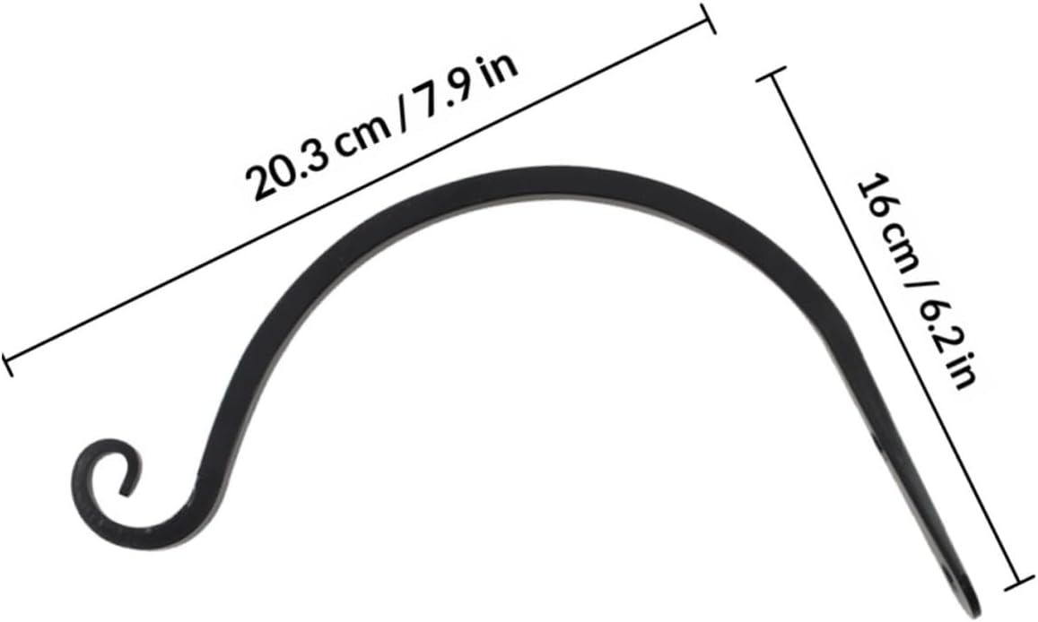 4pcs 8-inch Black Flower Basket Wall Hangers for Outdoor Indoor Garden, Decorative Hanging Plant Hooks for Balcony and Patio Flower Pot Holders