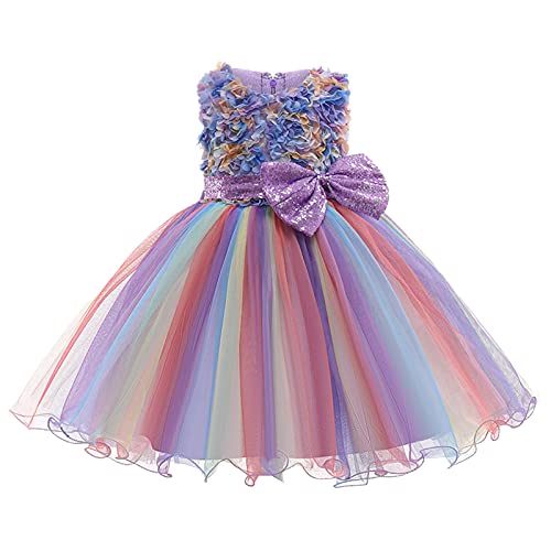Kids Girls Bowknot Tulle Pageant Dress Gown Birthday Party Princess Dress Bowknot Tutu Wedding Dress for 1~9T