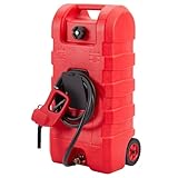 15 Gallon Gas Can, Portable Fuel Tank With Pump, Fuel Transfer Tank, Portable Gasoline Tank On Wheels With Le Fluid Transfer Siphon Pump and 10-Inch Hose for Cars, Boats, Lawnmowers, ATVs
