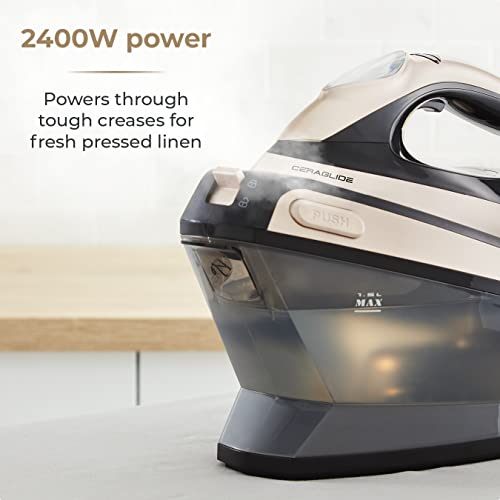Tower T22024GLD Ceraglide Steam Generator with 135g/min Continuous Steam, 3 Steam Settings, Fast Heat Up, Self Clean Mode, 1.5L Tank Capacity, Champagne Gold & Black, 2400W