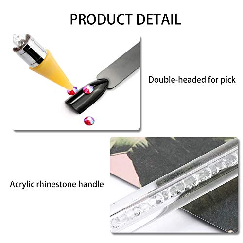 Eyxformula Rhinestone Picker Dotting Pen, 4 Pcs Dual-ended Wax Pencil Picker Gems Crystals Studs Jewel Picker Tool, Crystal Bead Handle Diamond Painting Wax Rhinestone Applicator Tool for DIY Nail Art