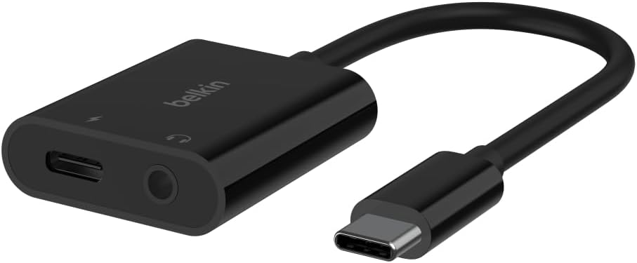 RockStar™ 3.5mm Audio + USB-C® Charge Adapter, Headphone Adapter w/USB-C 60W Power Delivery Fast Charging for iPhone 15, iPad Pro, Galaxy, Note, Google Pixel, LG, Sony Xperia & More - Black