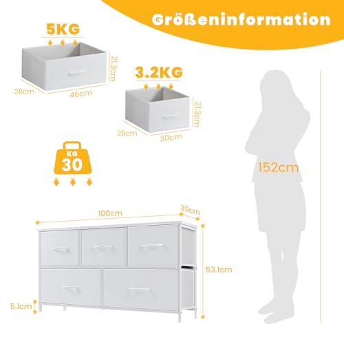 Sweetcrispy Kommode mit Stoffschubladen, Weiß – Ansicht 4