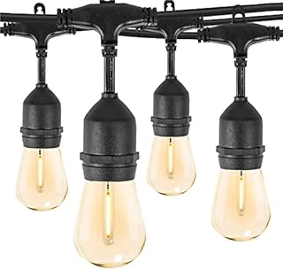 ZOTOYI Outdoor String Lights Mains Powered LED, 50FT S14 Waterproof IP65 Festoon Lights Outdoor with 15+1 Plastic Bulbs, Heavy Duty Garden Lights for Indoor Backyard Patio Pergola, 2700K