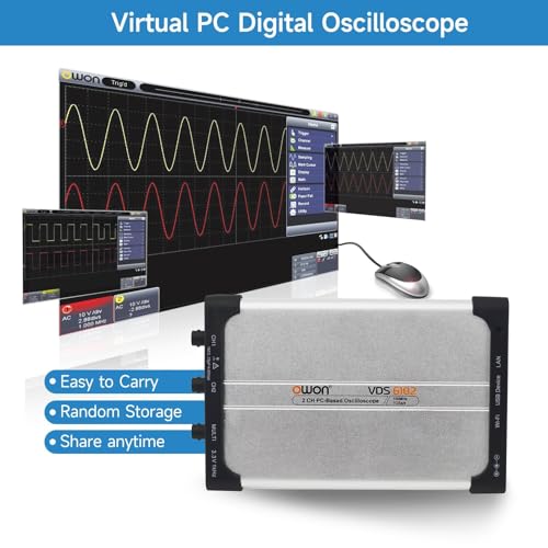 Image of OWON VDS6102 USB PC Virtual Oscilloscope 2+1 (Signal Source) 100 MHz 1GSa /s 8bits ADC Portable Type-C Digital Oscilloscope, Standard SCPI Protocol Supported, LabVIEW Supported