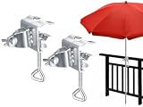 Kellegour 2 Piezas Soporte de Clip para Balcón,Soporte para Postes de Paraguas Exterior para Barandilla Balcones Playas Jardines