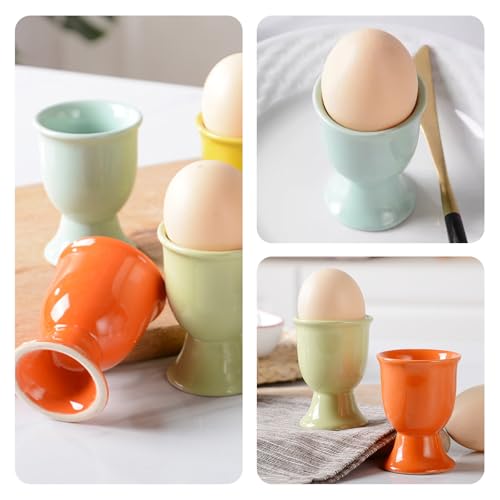 BEKKLPOU 6 Eierbecher Set, Porzellan Eierbecher Eierhalter Geschirr Frühstück Eierhalter Farbe Porzellan Eierständer Niedliches Eierbecher Set Eierbecher Halter, Für Küche Haus Restaurant – Bild 5