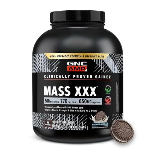 GNC AMP Mass XXX with MyoTOR Protein Powder | Targeted Muscle Building and Workout Support Formula with BCAA and Creatine | 50g Protein | 13 Servings | Cookies & Cream
