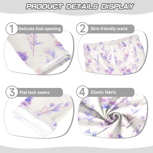 KLL Watercolor Floral Botanical Boho Watercolor Toddler Baby Girl Cotton Leggings Stretchy Full Length Activewear Sports3