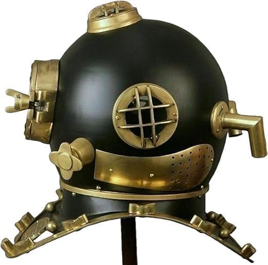 Maritime Scuba Replica Black Diving Helmet US Navy Mark V Boston Brass Finish Nautical Divers Deep Sea 18" Authentic Standard Design for Collectors Enthusiasts and Home Decor Perfect
