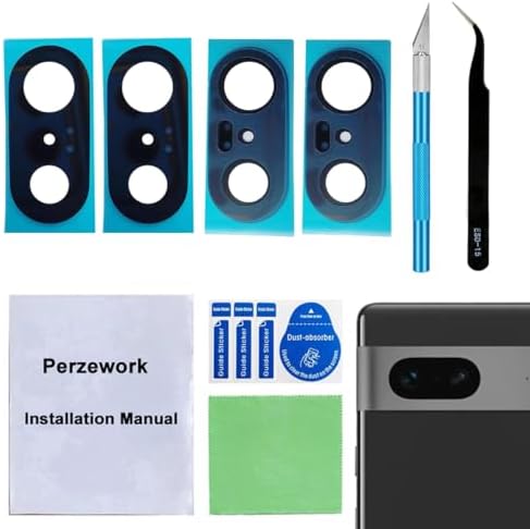 2 Set Back Rear Camera Lens Glass Replacement for Google Pixel 7 with pre-Installed Adhesive and Reparing Toolkit