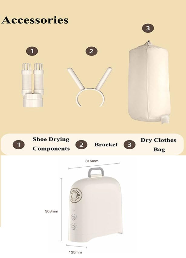 MegLob Draagbare Wasdroger, 4 in 1 Droger, Mini-Kledingdroger Voor Appartement/Slaapzaal/Camper, Compacte Quiltdroger, Zakdrooger, Multifunctionele Kledingdroger, Afstel Van Vier Versnellingen - Image 7