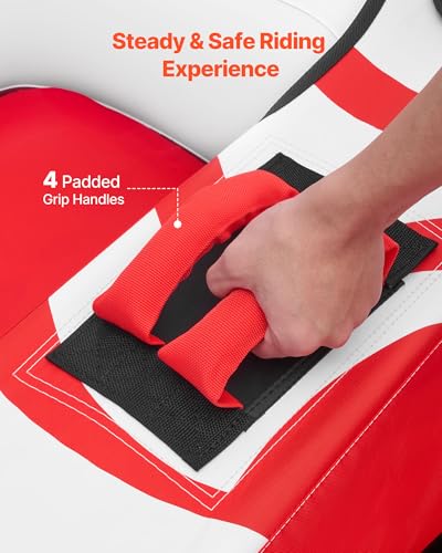 VEVOR Towable Tube für Boote, Wassersport-Schleppreifen für 2 Personen, bis 154 kg Tragfähigkeit, mit Kompletter Nylonabdeckung, Gepolsterten Griffen und Sicherheitsventil, für Seen und Flüsse, Rot