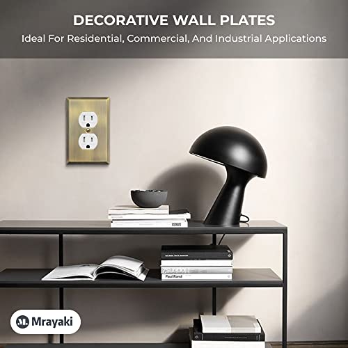 Mrayaki Wall Plate, Metal Duplex Outlet Covers, Light Switch Cover - Decorative Outlet Cover Plate Variety Of 13 Styles: Decorator/Duplex/Toggle/Combo, Antique Brass (Single Duplex 4 Pack) #TOP5