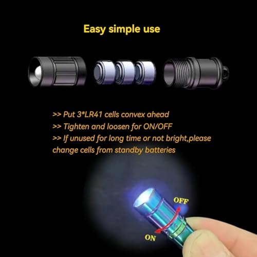 e1 Mini Llavero Micro Pequeño Flaghlight Luz Brillante Largo Negro - Imagen 2 de 39