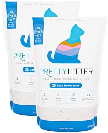 PrettyLitter Health Monitoring Cat Litter (Lotus Flower, Non Clumping) | Lightweight & Low Tracking, Color Changing Silica Gel Crystals, Advanced Odor Control — 6 Lbs, Pack of 2 (Up to 2 Month Supply)