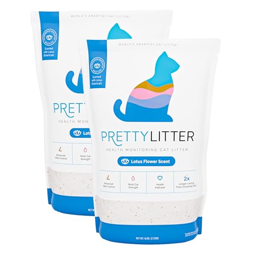 PrettyLitter Health Monitoring Cat Litter (Lotus Flower Non Clumping) | Lightweight & Low Tracking Color Changing Silica Gel Crystals Advanced Odor Control 6 Lbs Pack of 2 (Up to 2 Month Supply)