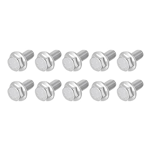 Image of METALLIXITY Flange Hex Head Bolts (M10x20mm) 10pcs, Hexagon Bolt Fully Thread Screw - for House Construction Hardware Fasteners
