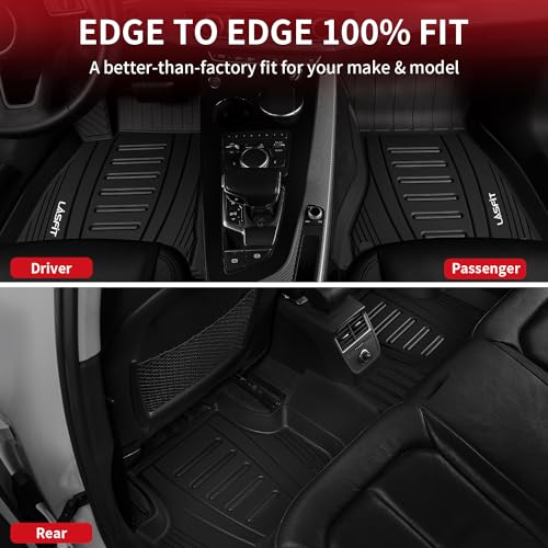 Image of LASFIT Floor Mats Custom Fit for Audi Q5 SQ5 2018-2025(Include Q5 /SQ5 Sportback 2021-2025), All-Weather Protection TPE 1st & 2nd Row Car Liners for Audi Accsessories, Easy to Clean, Black | Also for PHEV&Sportback, 3D Custom Fit TPE All Weather Floor Liners, Full Coverage Secure-Fit Car Mats, Easy to Wash