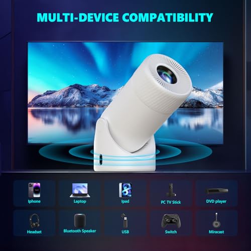 Image of Upgraded HY300PRO MINI Portable Projector Projector Support 4K 1080P with Dual-Band WIFI6 5G Wireless 5.2 Bluetooth Android 13,270 Rotatable, Auto Keystone Correction,35 inch-130 inch Screen Video Projector