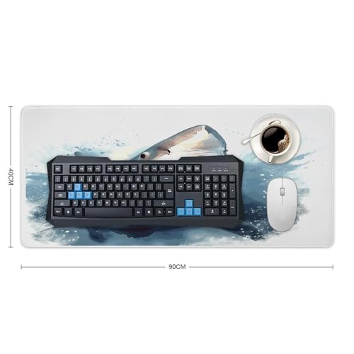 Tapis de souris de bureau requin 91,4 cm en caoutchouc durable