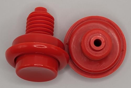 Pinball Machine Cabinet Flipper Buttons, Opaque, 1 1/8" Shaft with Spring, Set of 2 (RED)