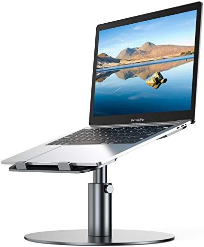 YoFeW Adjustable Laptop Stand, Aluminum Laptop Riser, Multi-Angle Height Adjustable 360°Rotation Computer Stand Desktop Holder Compatible with Mac MacBook Pro Air, Lenovo, Dell XPS, HP(10-17"),Gray