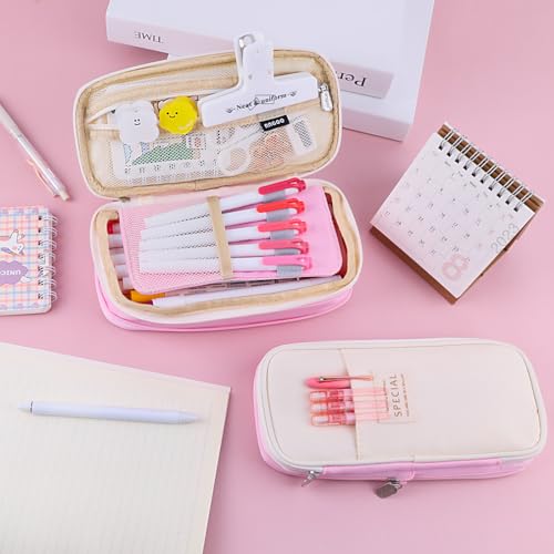 Image of iSuperb Foldable Pencil Case Zipper Big Capacity Canvas Pencil Pouch Stationery Organizers Pen Bag Compartments Cosmetic Makeup Bags For Girls Boys (Multicolor)