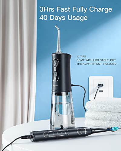 Bitvae-Electric-Toothbrush-with-Water-Flosser-4H-Charge-Maximum-30-Days-Use-5-Modes-Sonic-Electric-Toothbrush-3-Modes-Cordless-Dental-Flosser-Picks-4-Brush-Heads-and-4-Water-Jet-Tips