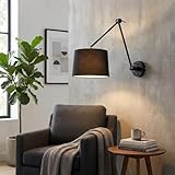 BARCELONA LED - Aplique de Pared Articulado ELBOW E27 Negro | Lámpara de Pared Interior con Brazo Articulado Orientable | Aplique Clásico Elegante para Dormitorio, Salón y Lectura