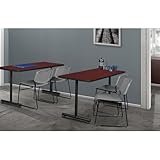 HomeStock Mediterranean Mingle 24' Mahogany Training Table Offers a Rich, Coastal Design with a Sturdy Surface Perfect for Classrooms or Offices