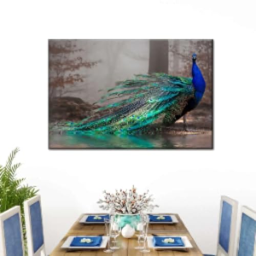 Décoration murale paon bleu TONGYINLI pour habiller un grand mur - 4