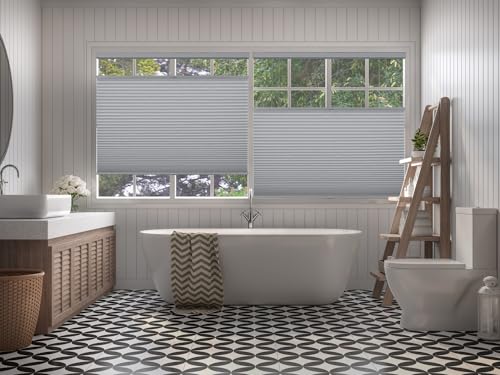 BlindsAvenue Cordless Top Down Bottom Up Cellular Honeycomb Shade, 9/16" Single Cell, Blackout, Gray Sheen, Size: 65.5" W x 48" H