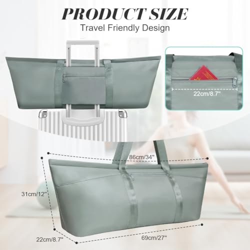 Aucuu Large Yoga Mat Bag, Yoga Mat Tote Carrier, Gym Bag, Yoga Bag, Long Pilates Bag, with Adjustable Carry Strap, Bottle Pocket and Wet Compartment, Travel Yoga Gym Bag for Women Men for Yoga Gym - Image 3