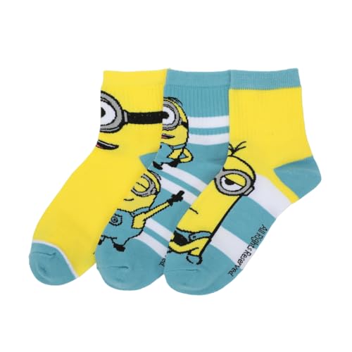 Product Image of the Bioworld Minions Adult Quarter Crew Ankle Socks - 3-Pack of Playful Despicable Delights!