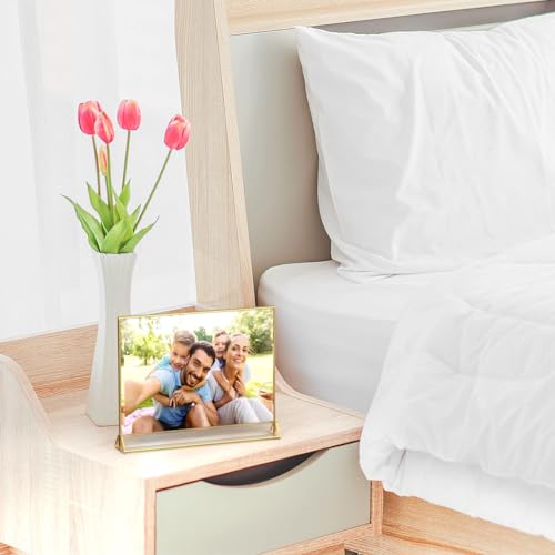 NIUBEE 6Pack 7 x 5 Horizontal Clear Acrylic Sign Holder with Gold Borders, Double Sided Table Menu Stands Picture Frames for Wedding Table Numbers, Restaurant Signs, Photos and Art Display by NIUBEE - Image 7