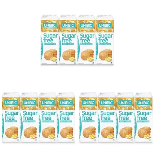 Image of Unibic Sugar Free Butter Cookies I Low GI No Maida I Cashew Biscuits I Sugar-Free Snack I Healthy Cookies | 300 Gram (75 G*4) /270 Gram (67.5G*4) (Pack of 3)