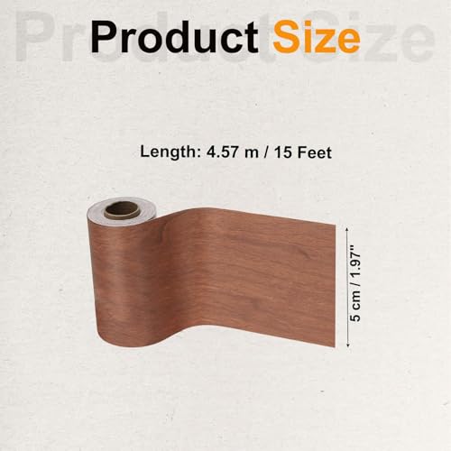 Image of PATIKIL Wood Grain Tape 2 inch x 32 ft, Self-Adhesive Wood Texture Repair Tape Realistic Wooden Effect Patch for Furniture Cabinets Floor Walls, Red Brown